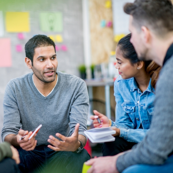 team meeting to review progress